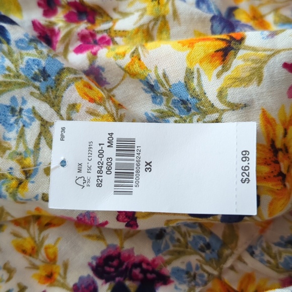 NWT - Old Navy Floral Tie Shoulder Peplum Top - Picture 6 of 6